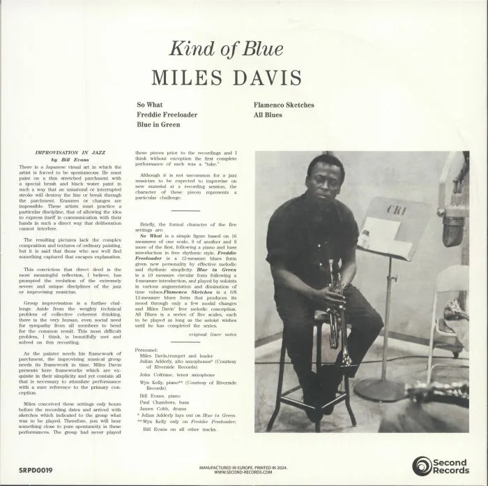 Обратная сторона обложки — Miles DAVIS — Kind Of Blue (reissue)