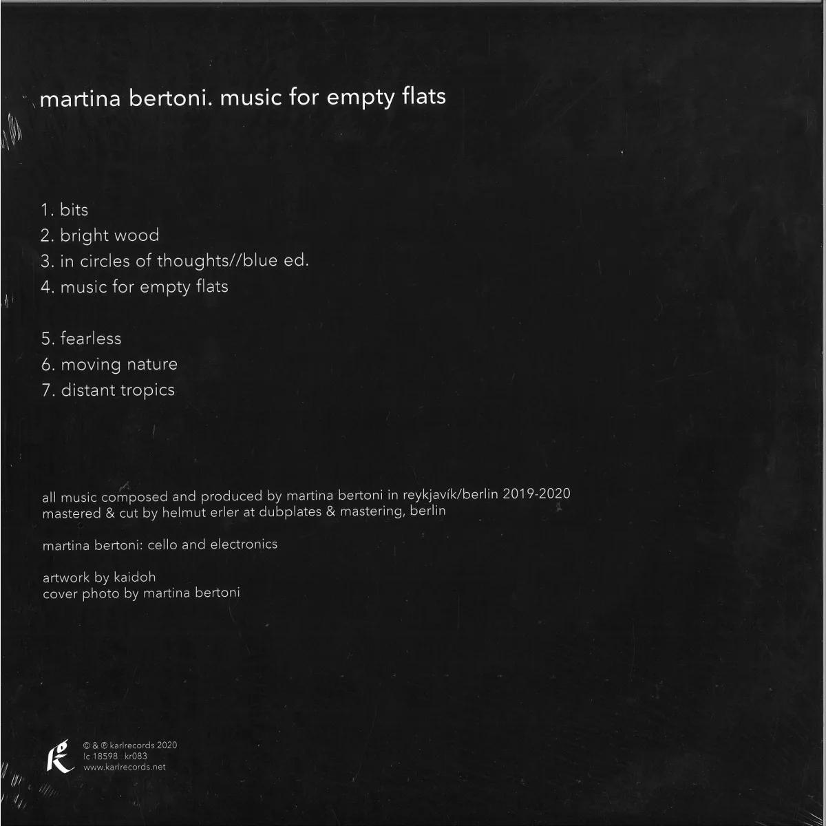 Back cover — Martina Bertoni — Music for Empty Flats