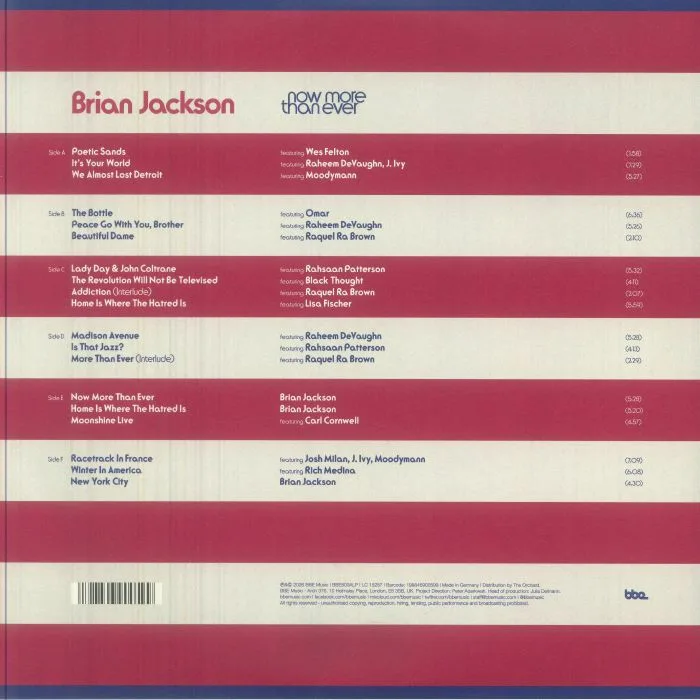 Обратная сторона обложки — Brian JACKSON — Now More Than Ever (Masters At Work production) (B-STOCK)