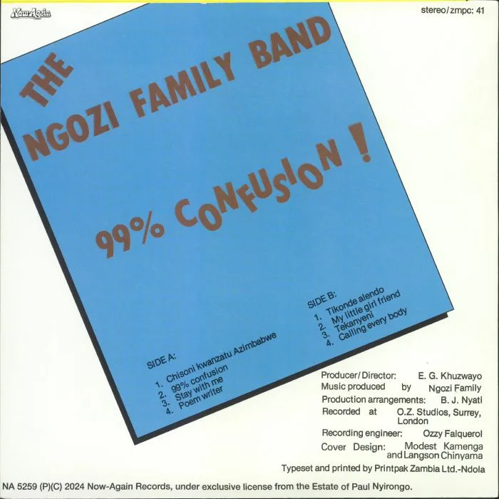 Обратная сторона обложки — NGOZI FAMILY — 99 Percent Confusion (reissue)