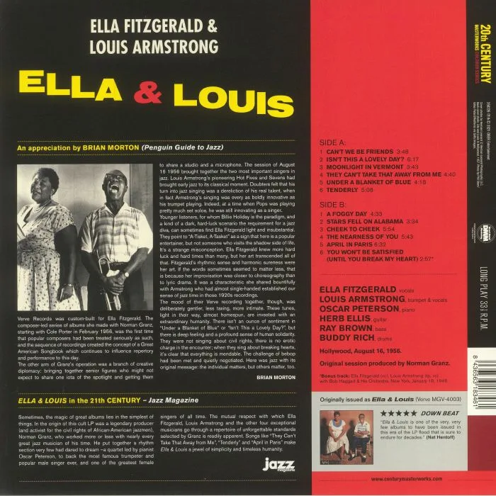 Обратная сторона обложки — Ella FITZGERALD / LOUIS ARMSTRONG — Ella & Louis (reissue)