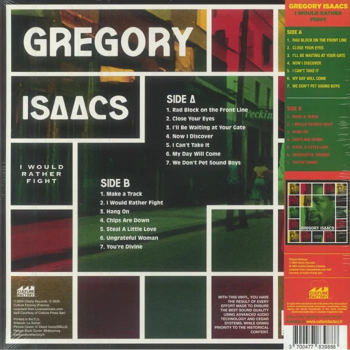Back cover — Gregory ISAACS — I Would Rather Fight