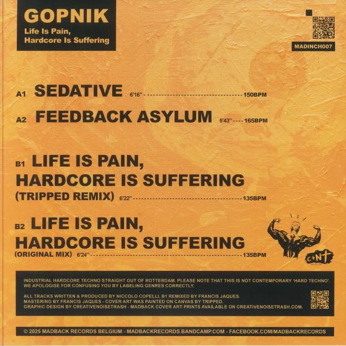 Back cover — GOPNIK — Life Is Pain Hardcore Is Suffering