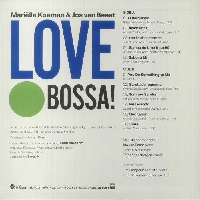 Back cover — Marielle KOEMAN / JOS VAN BEEST TRIO — Love Bossa!