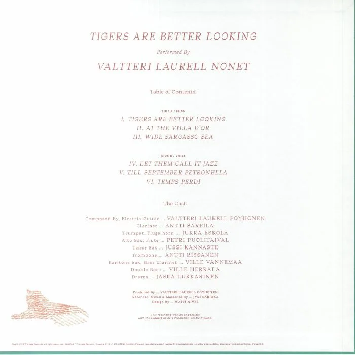 Обратная сторона обложки — VALTTERRI LAURELL NONET — Tigers Are Better Looking