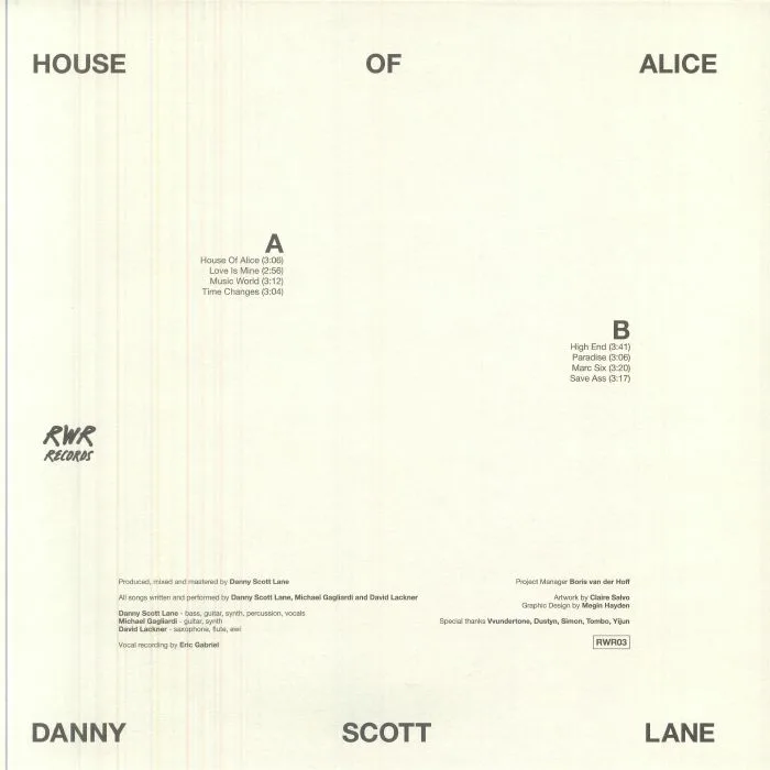 Back cover — Danny Scott LANE — House Of Alice