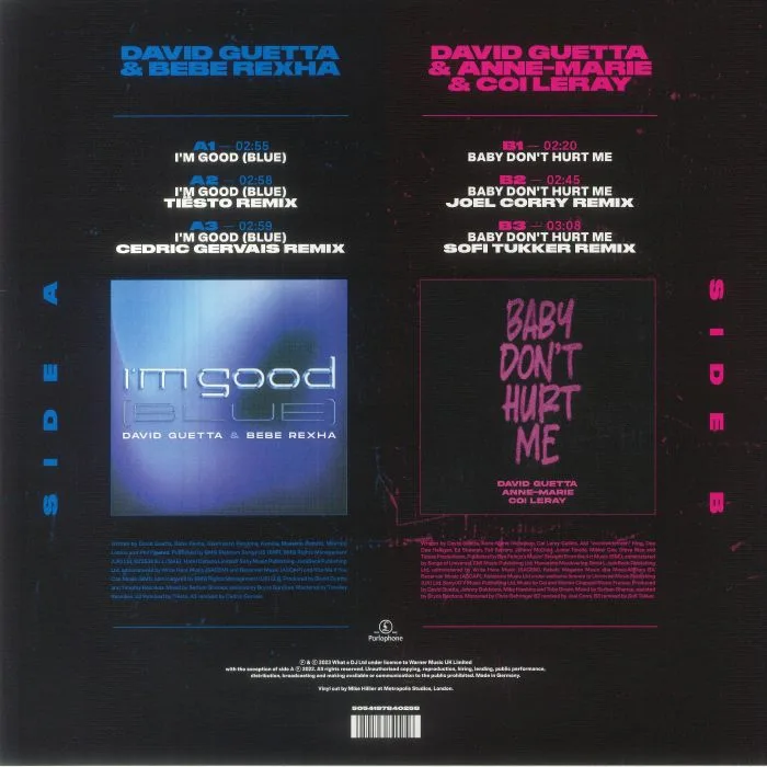 Back cover — David GUETTA — I'm Good (Blue)