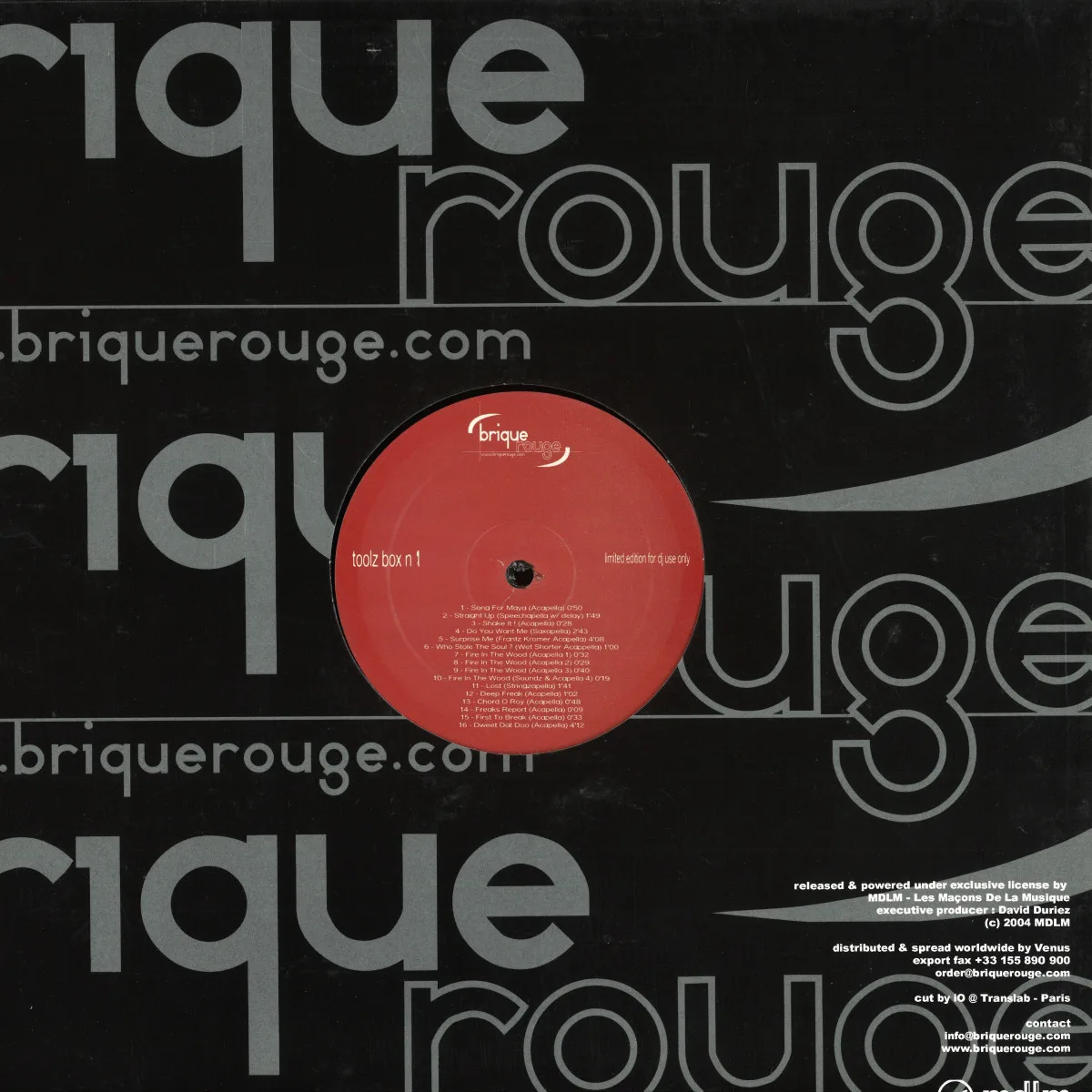 Back cover — Brique Rouge — Toolz Box 1