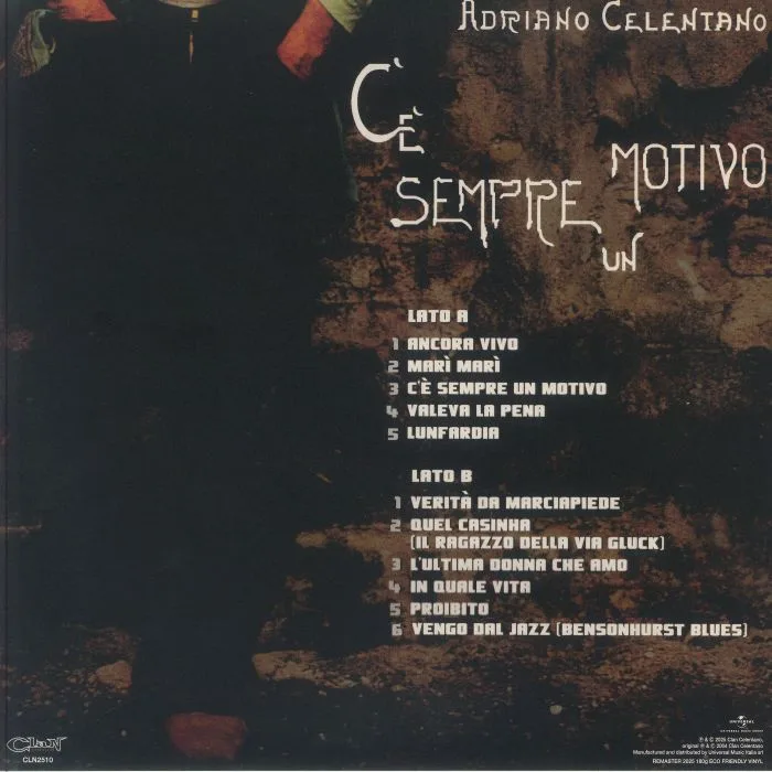 Обратная сторона обложки — Adriano CELENTANO — C'e' Sempre Un Motivo
