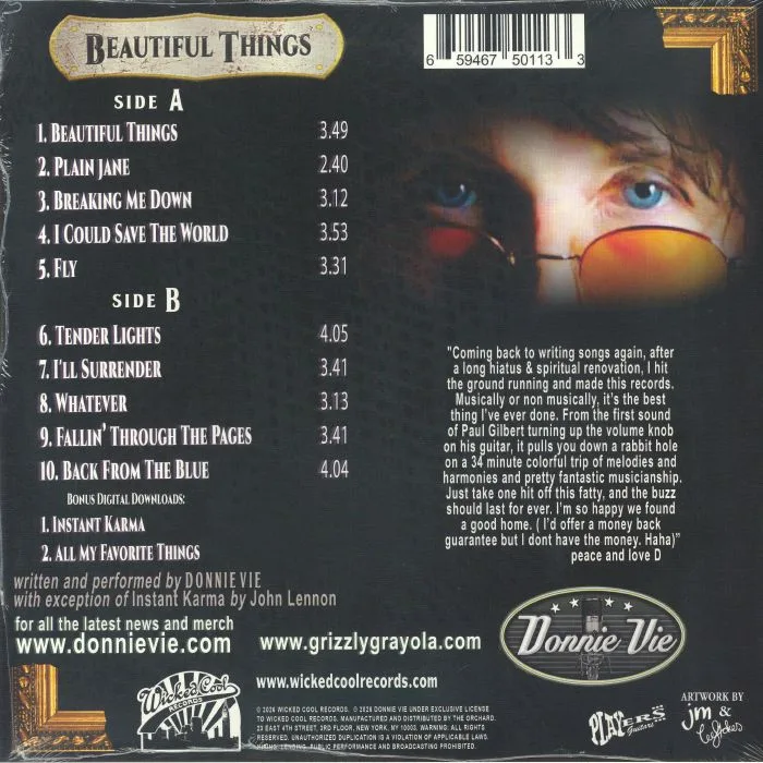 Back cover — Donnie VIE — Beautiful Things