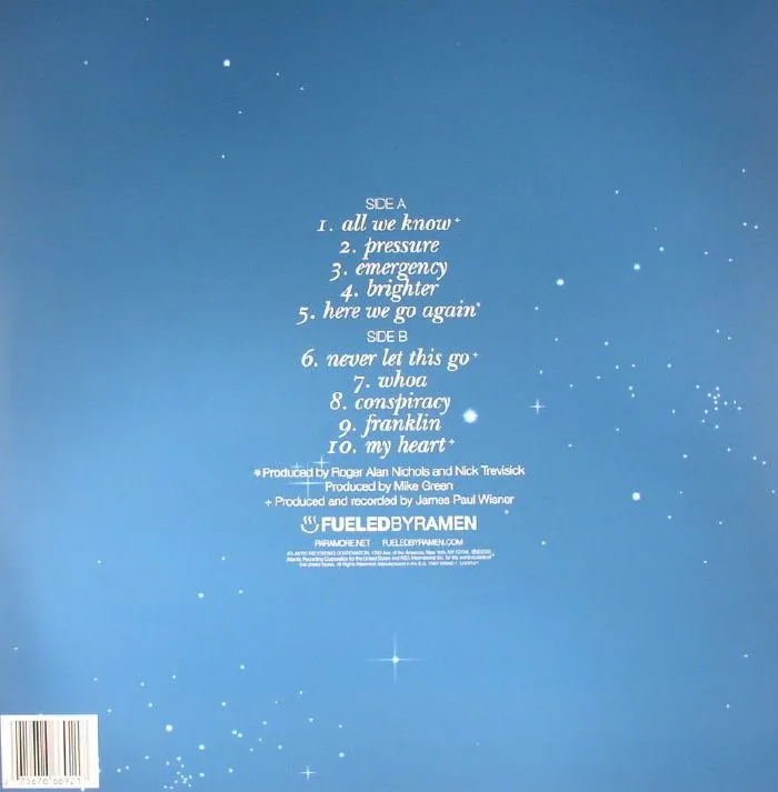 Back cover — PARAMORE — All We Know Is Falling