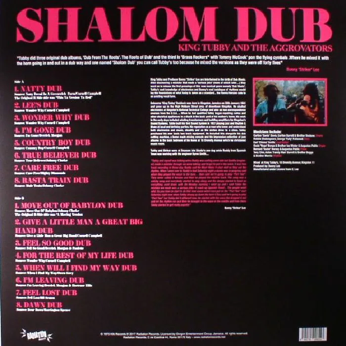 Обратная сторона обложки — KING TUBBY & THE AGGROVATORS — Shalom Dub
