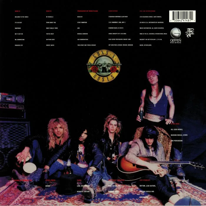 Обратная сторона обложки — GUNS N ROSES — Appetite For Destruction
