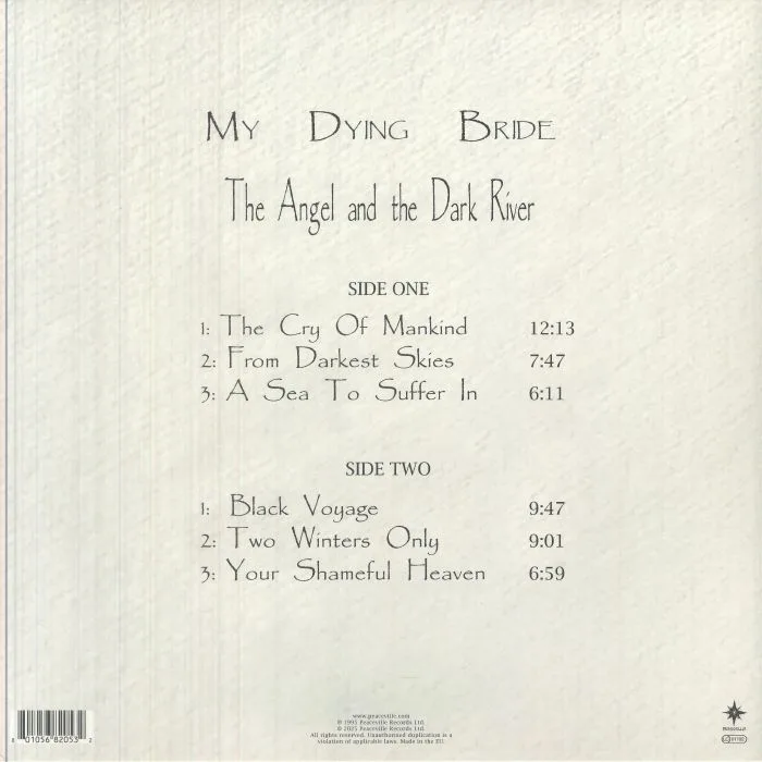 Back cover — MY DYING BRIDE — The Angel & The Dark River (reissue)