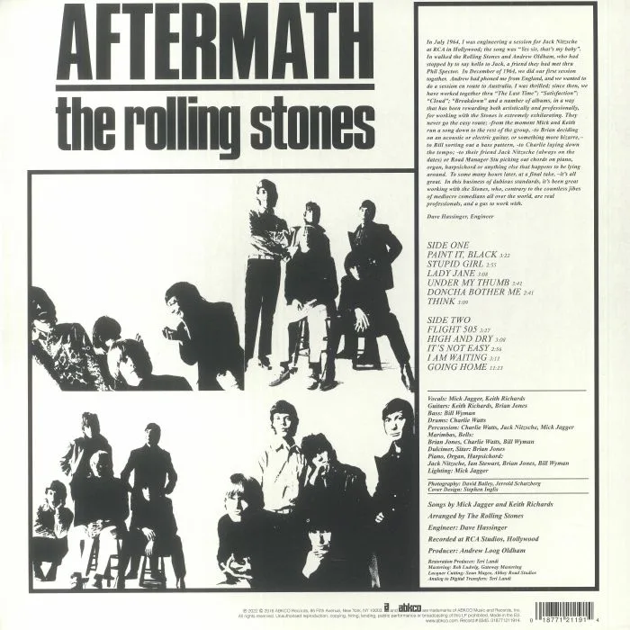 Обратная сторона обложки — The ROLLING STONES — Aftermath (reissue)