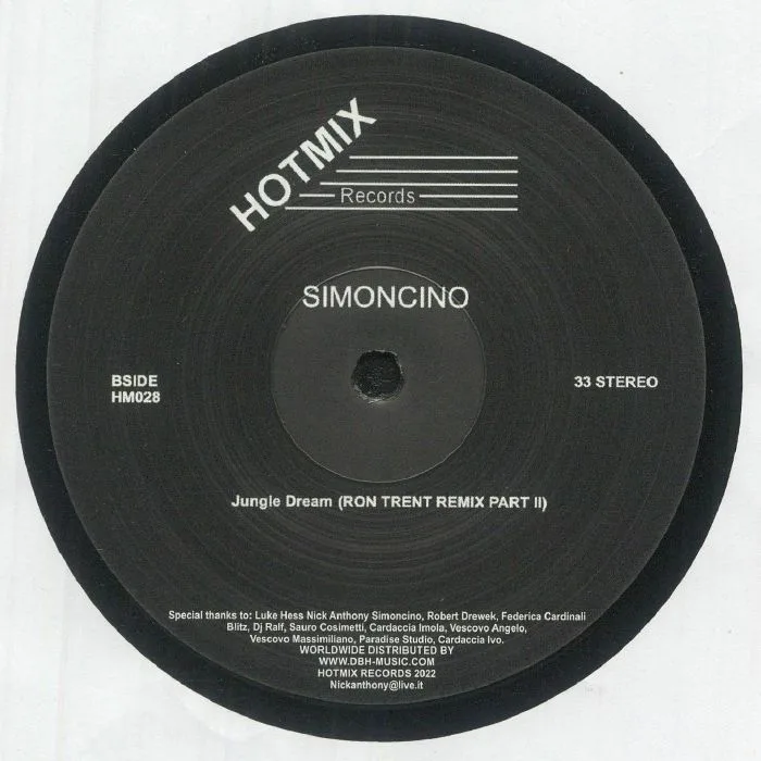 Обратная сторона обложки — SIMONCINO — Jungle Dream (Ron Trent remixes)