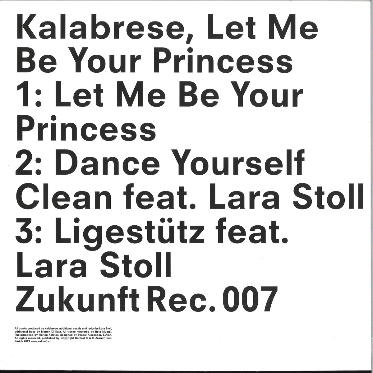 Обратная сторона обложки — Kalabrese — Let Me Be Your Princess