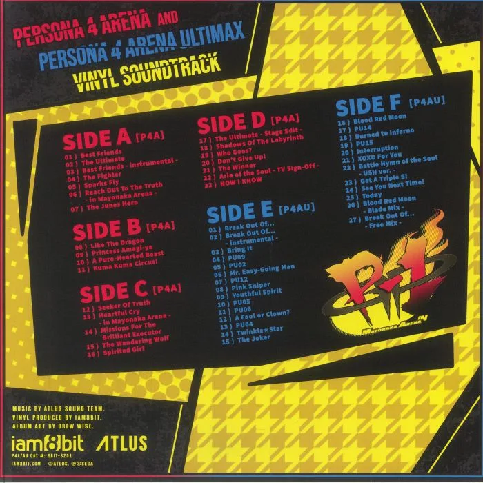 Back cover — ATLUS SOUND TEAM — Persona 4 Arena & Persona 4 Arena Ultimax (Soundtrack)