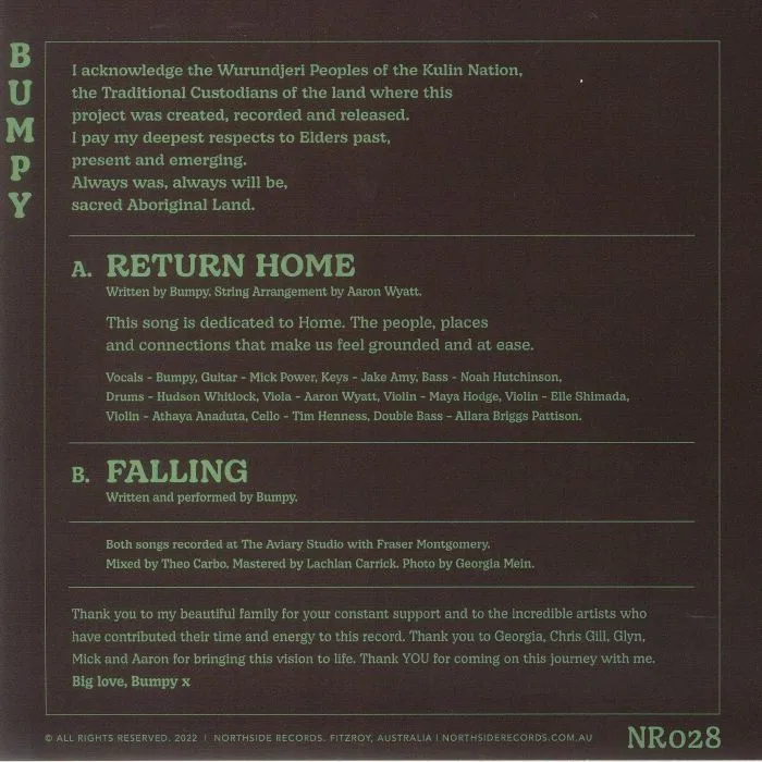 Back cover — BUMPY — Return Home