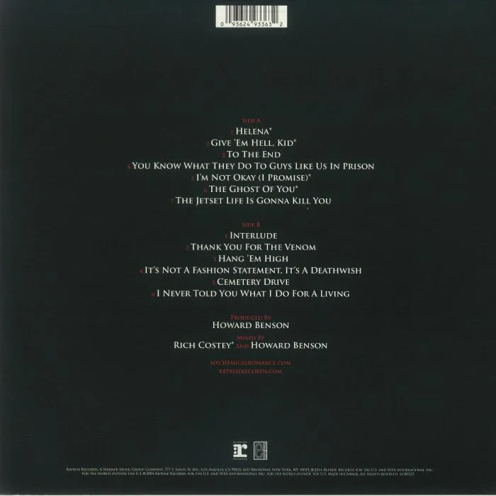 Back cover — MY CHEMICAL ROMANCE — Three Cheers For Sweet Revenge