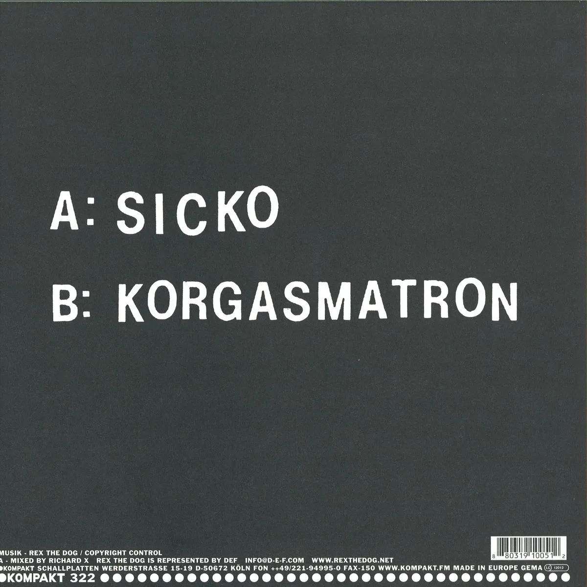 Обратная сторона обложки — Rex The Dog — Sicko