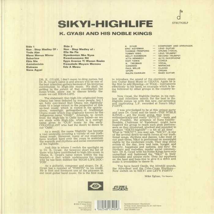 Back cover — DR K GYASI & HIS NOBLE KINGS — Sikyi Highlife