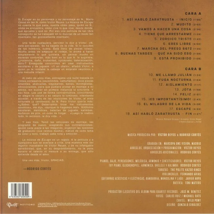 Back cover — Victor REYES — Escape (Soundtrack)