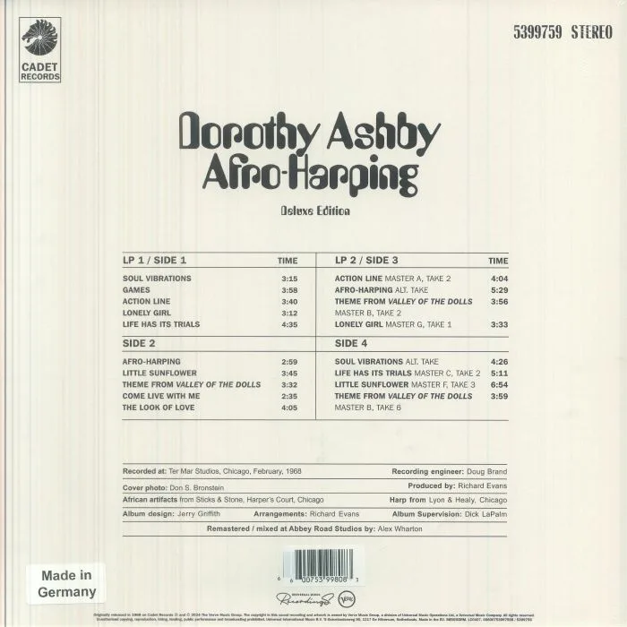 Обратная сторона обложки — Dorothy ASHBY — Afro Harping (Deluxe Edition)