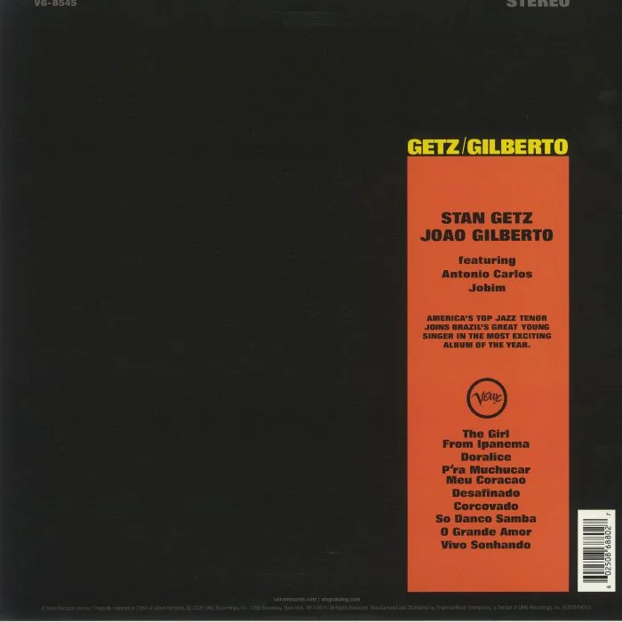 Back cover — Stan GETZ / JOAO GILBERTO feat ANTONIO CARLOS JOBIM — Getz / Gilberto (remastered) (Acoustic Sounds Series Audiophile Edition)