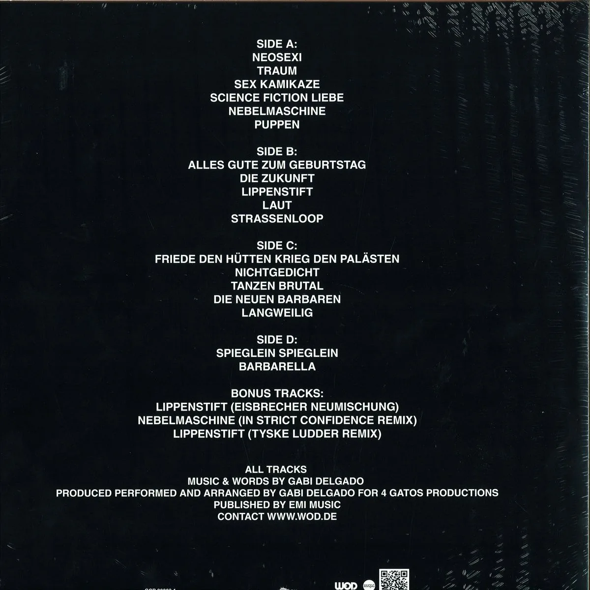 Back cover — Gabi Delgado — 1 (2x12")