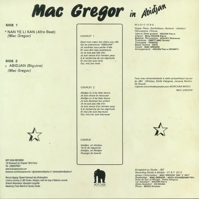 Обратная сторона обложки — MAC GREGOR — Abidjan