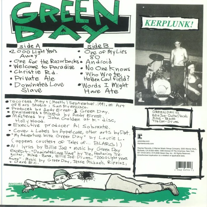 Back cover — GREEN DAY — Kerplunk! (reissue)