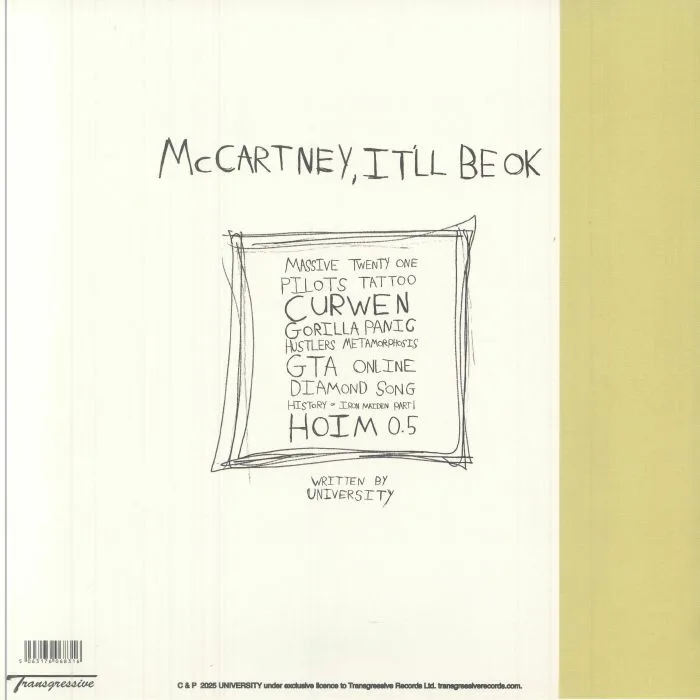 Back cover — UNIVERSITY — McCartney It'll Be OK
