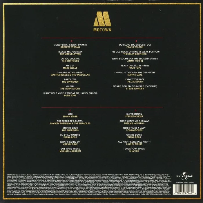 Обратная сторона обложки — VARIOUS — Motown: Greatest Hits