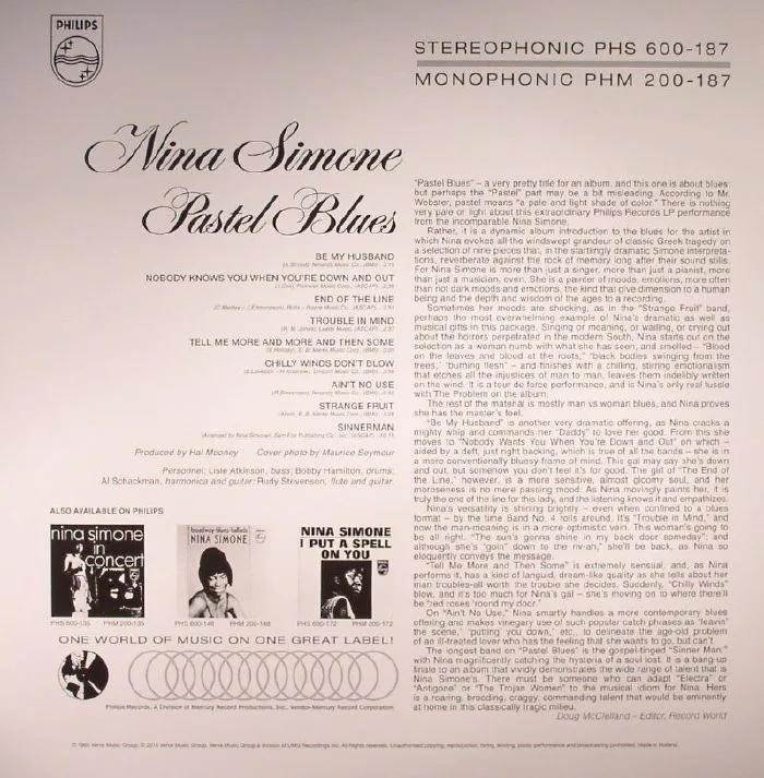 Back cover — Nina SIMONE — Pastel Blues