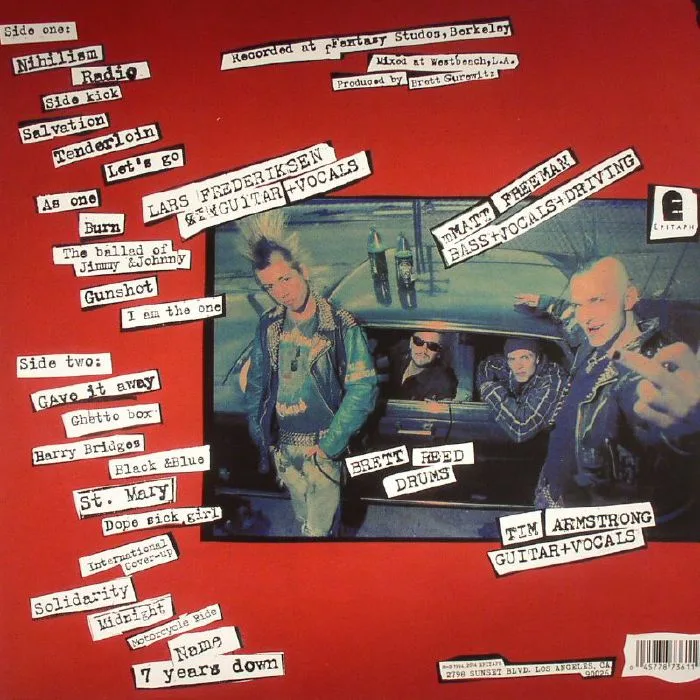 Обратная сторона обложки — RANCID — Let's Go (reissue)