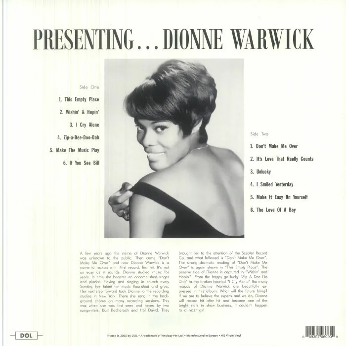 Back cover — Dionne WARWICK — Presenting Dionne Warwick (reissue)