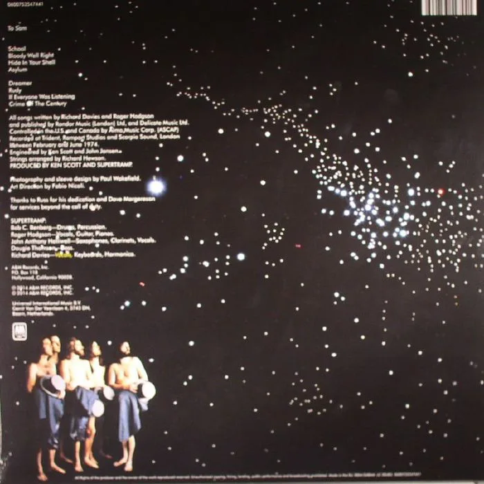Обратная сторона обложки — SUPERTRAMP — Crime Of The Century (remastered)