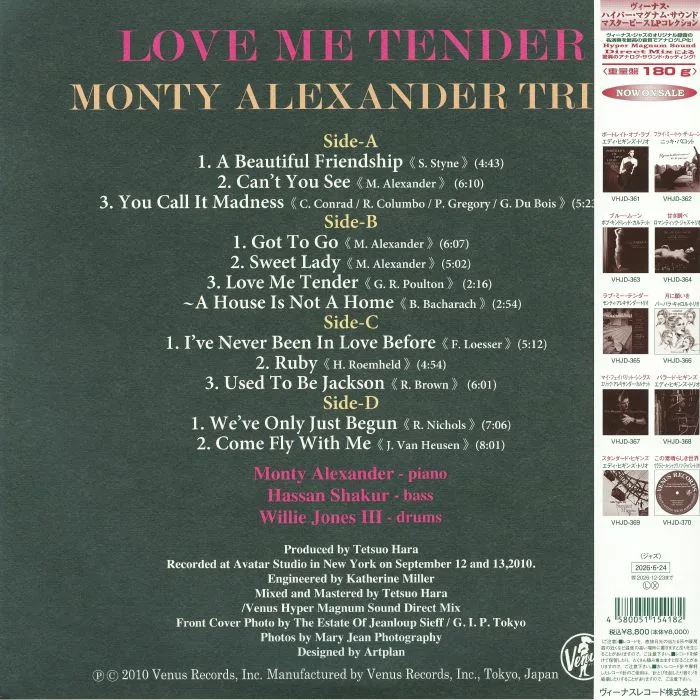 Обратная сторона обложки — The MONTY ALEXANDER TRIO — Love Me Tender (Venus Masterpiece LP Collection)
