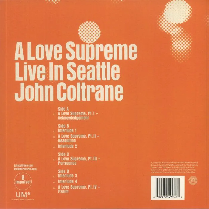 Обратная сторона обложки — John COLTRANE — A Love Supreme: Live In Seattle