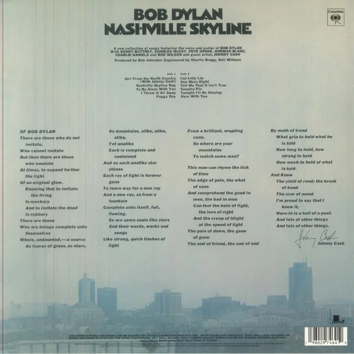 Обратная сторона обложки — Bob DYLAN — Nashville Skyline (reissue)