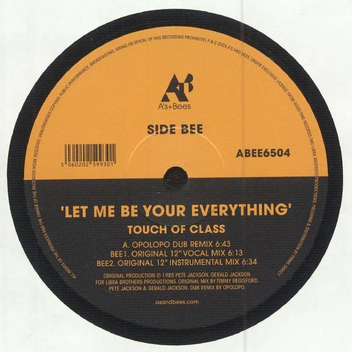 Back cover — TOUCH OF CLASS — Let Me Be Your Everything (Record Store Day RSD 2025)