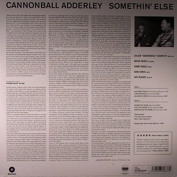 Back cover — Cannonball ADDERLEY — Somethin' Else
