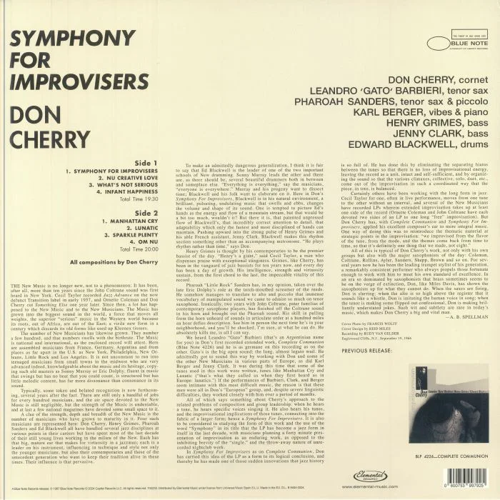 Обратная сторона обложки — Don CHERRY — Symphony For Improvisers (reissue)