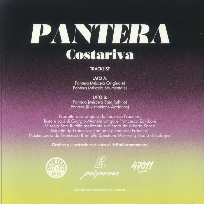 Back cover — COSTARIVA — Pantera
