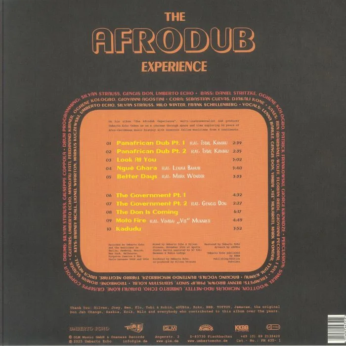 Back cover — Umberto ECHO — The Afrodub Experience