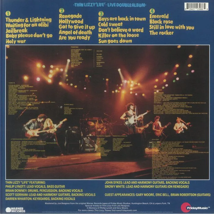 Обратная сторона обложки — THIN LIZZY — Life Live Double Album