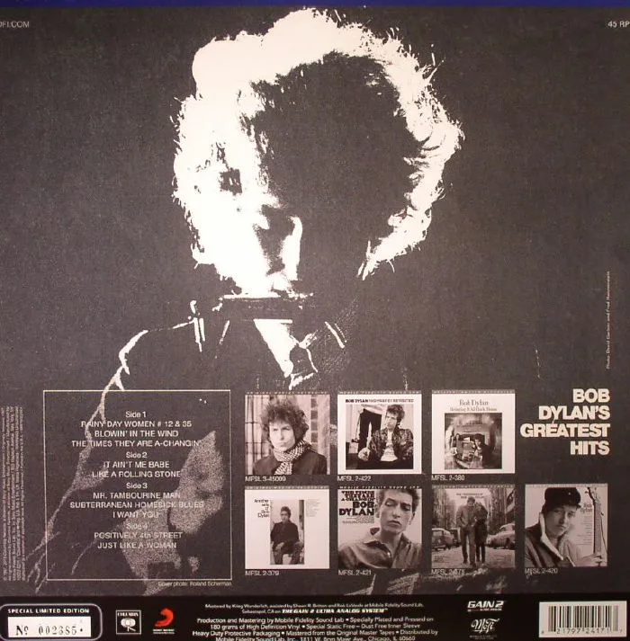 Обратная сторона обложки — Bob DYLAN — Bob Dylan's Greatest Hits (remastered)
