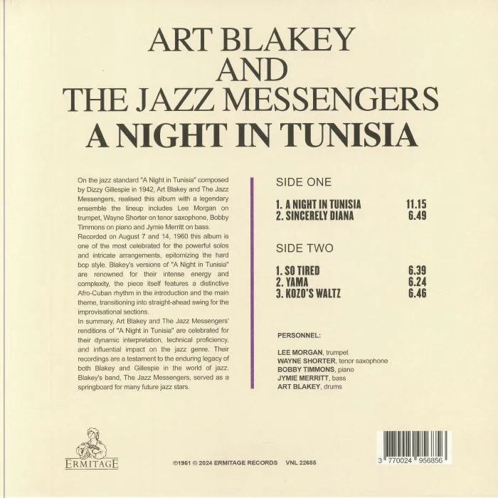 Back cover — Art BLAKEY & THE JAZZ MESSENGERS — A Night In Tunisia (reissue)