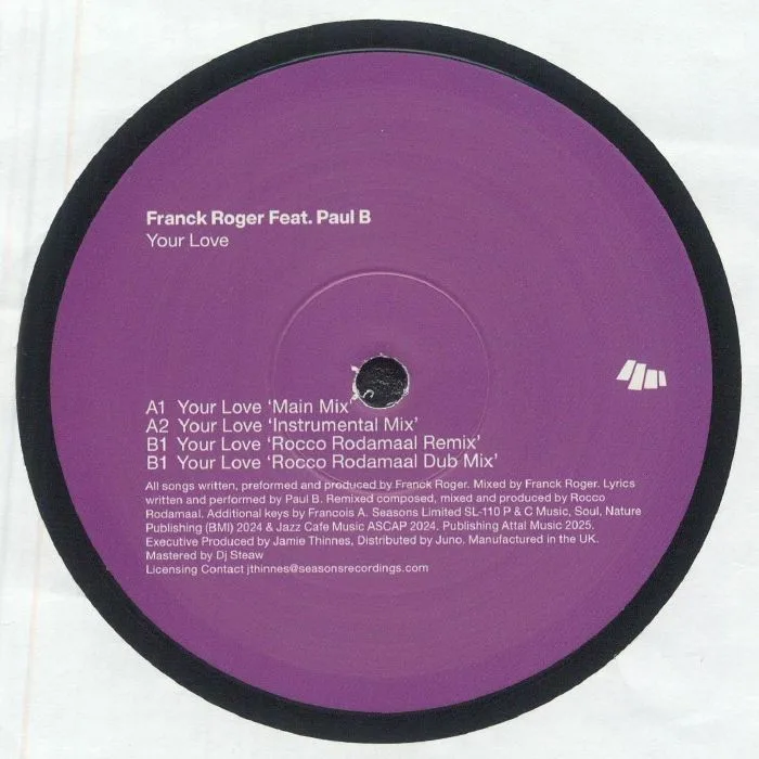 Front cover — Franck ROGER feat PAUL B — Your Love (feat Rocco Rodamaa mixes)